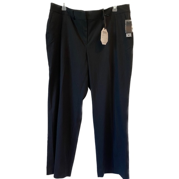 Liz Claiborne Sophie Black Classic w/ White Pinstripe Trouser Plus Size 20W - Picture 1 of 12